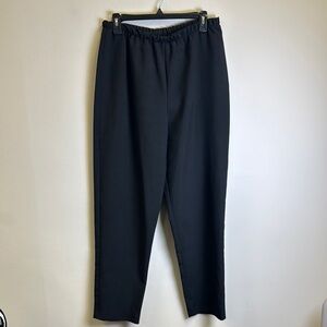 Black Straight Leg Pants with Elastic Waistband